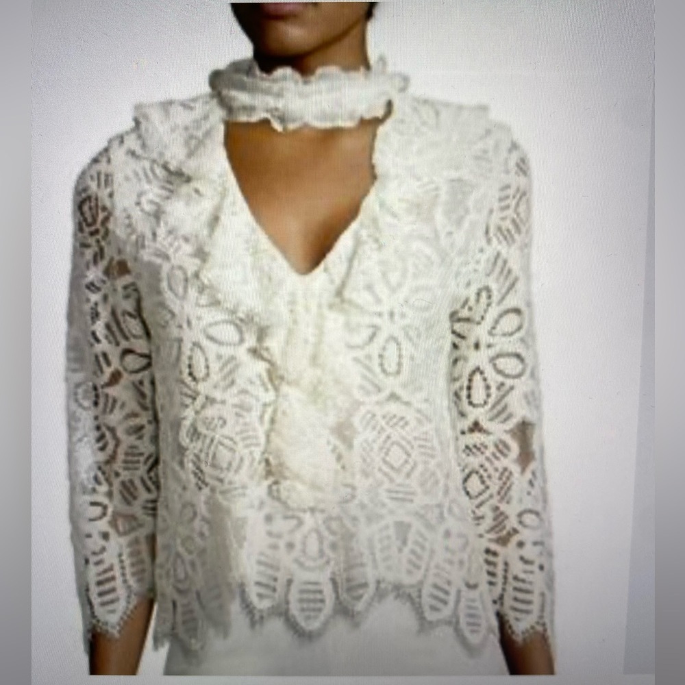 Alexis Waverly Lace Blouse Long Sleeve in Ivory Size Small *New with tags
